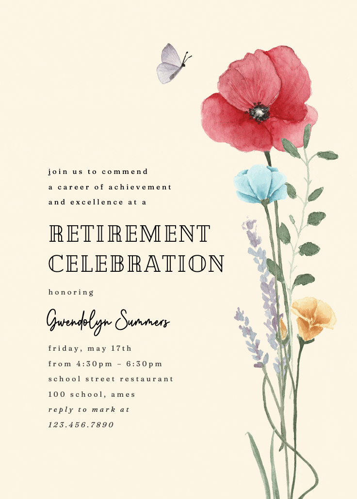 Meadow bouquet - retirement & farewell party invitation