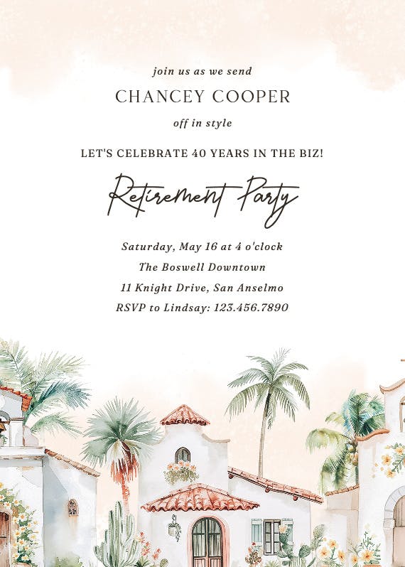 Mexican dream - retirement & farewell party invitation