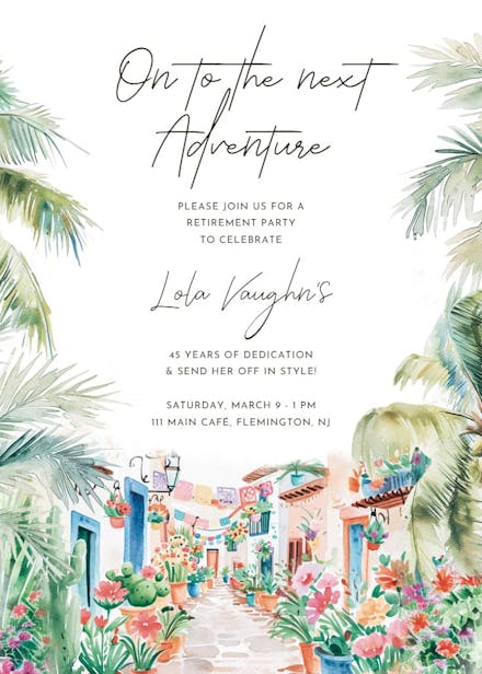 Mexican scenery - retirement & farewell party invitation