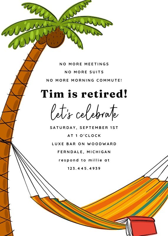 No more meetings - retirement & farewell party invitation