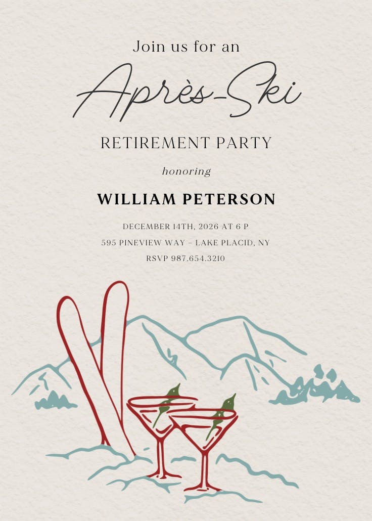 No ski, all après - invitación para jubilación
