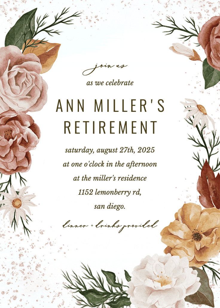 Nocturnal flowers - retirement & farewell party invitation