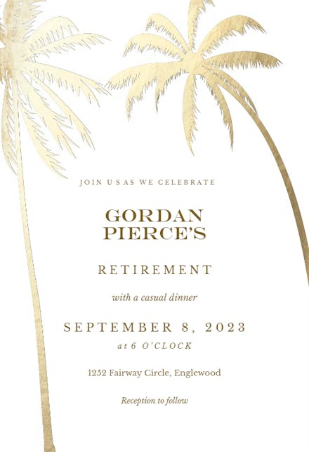 Palm trees - Retirement & Farewell Party Invitation