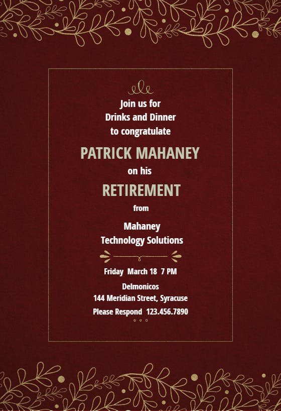Panel insert - retirement & farewell party invitation
