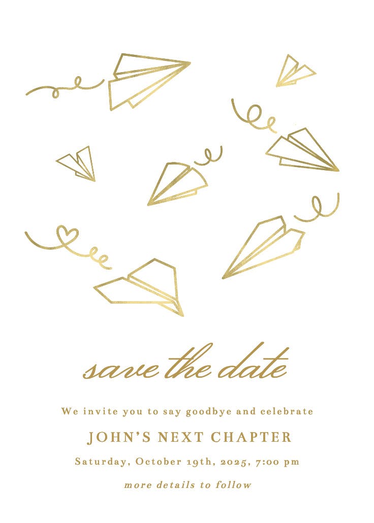 Paper planes - invitación para jubilación