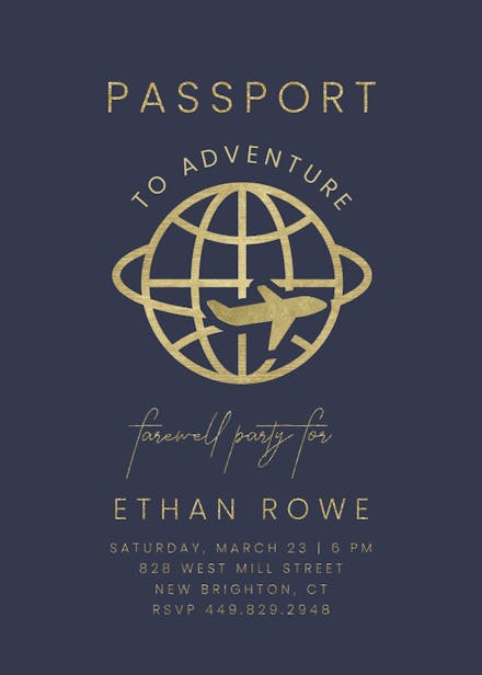 Passport to adventure - retirement & farewell party invitation