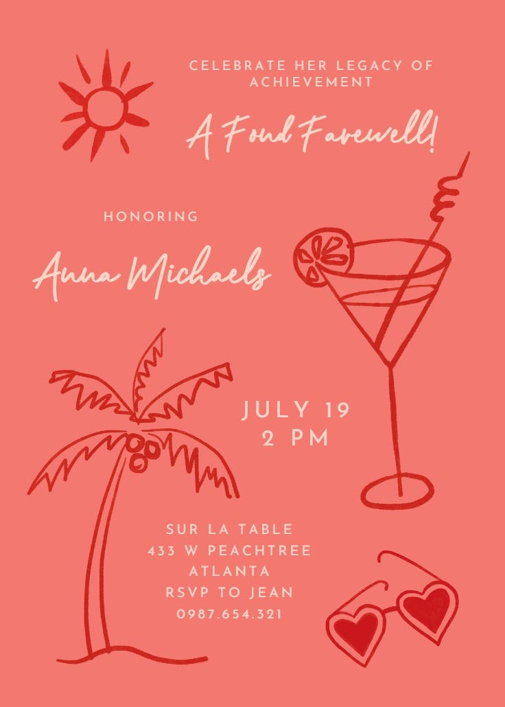 Piña colada - retirement & farewell party invitation