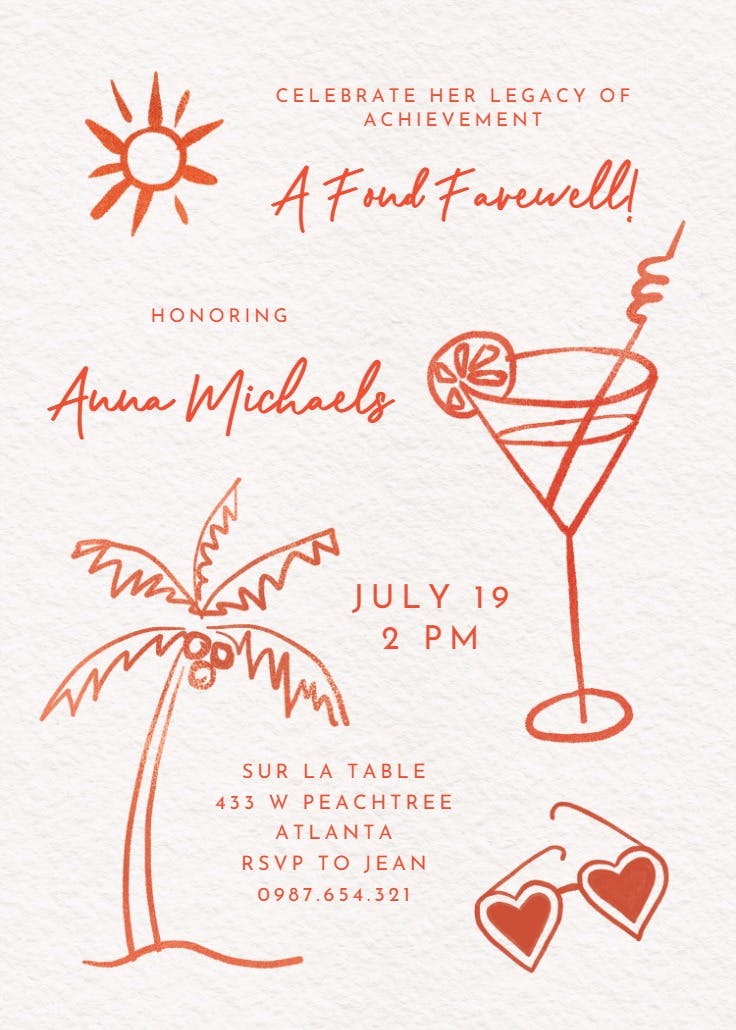 Piña colada - retirement & farewell party invitation