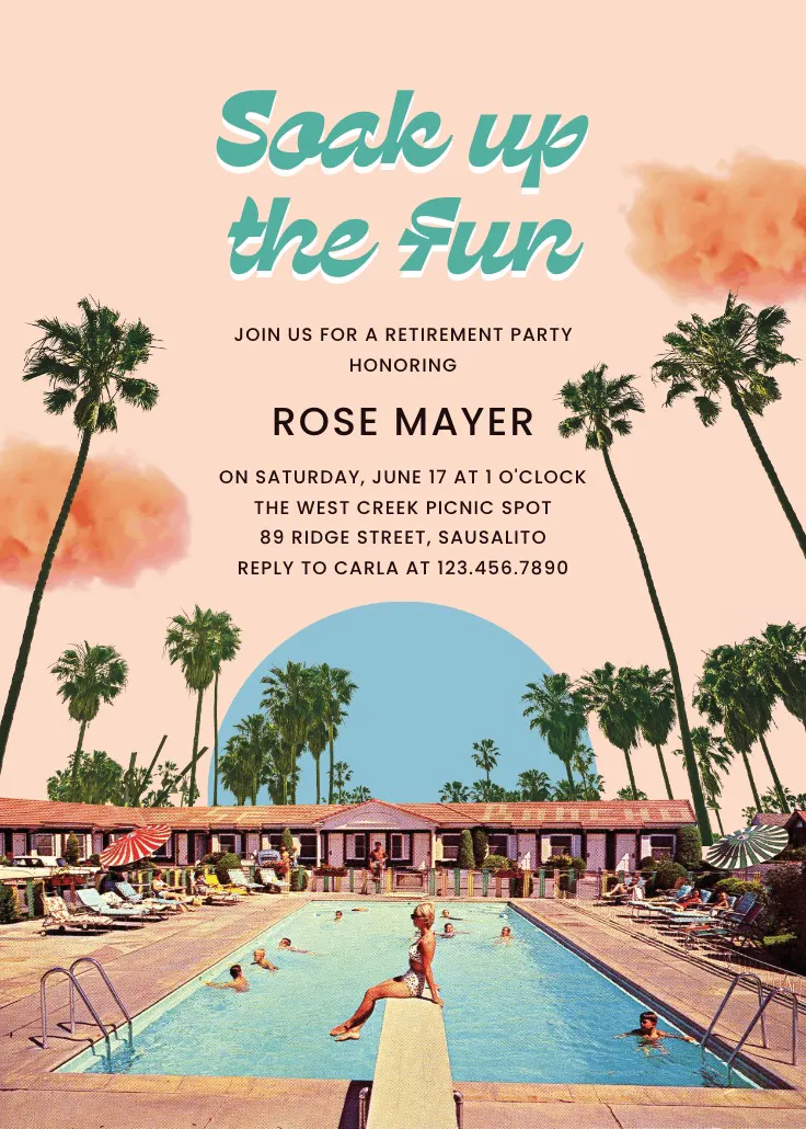 Pool vibes - retirement & farewell party invitation