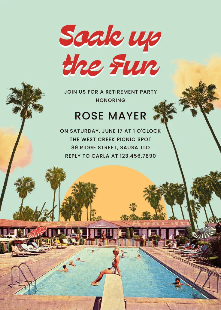 Pool vibes - retirement & farewell party invitation