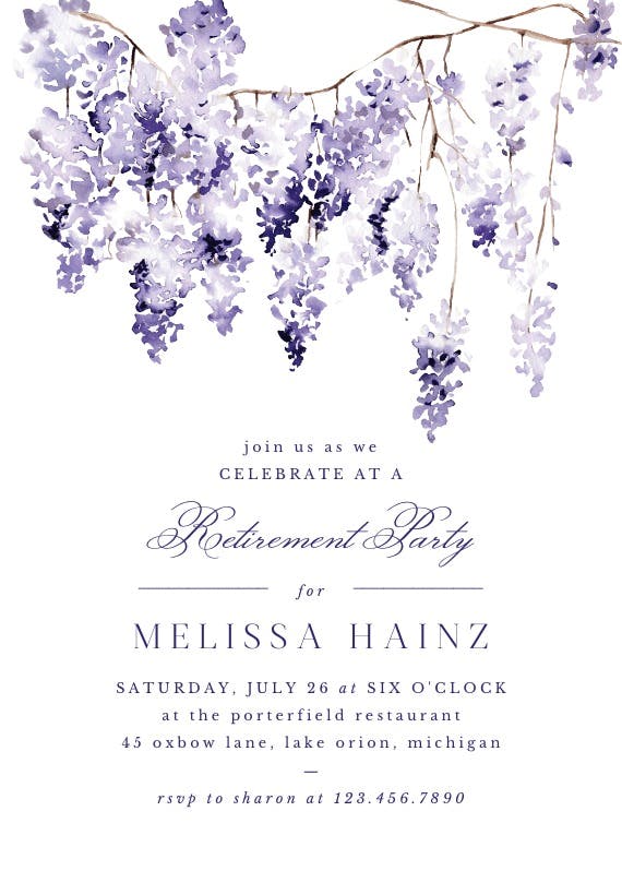 Purple bunch - retirement & farewell party invitation