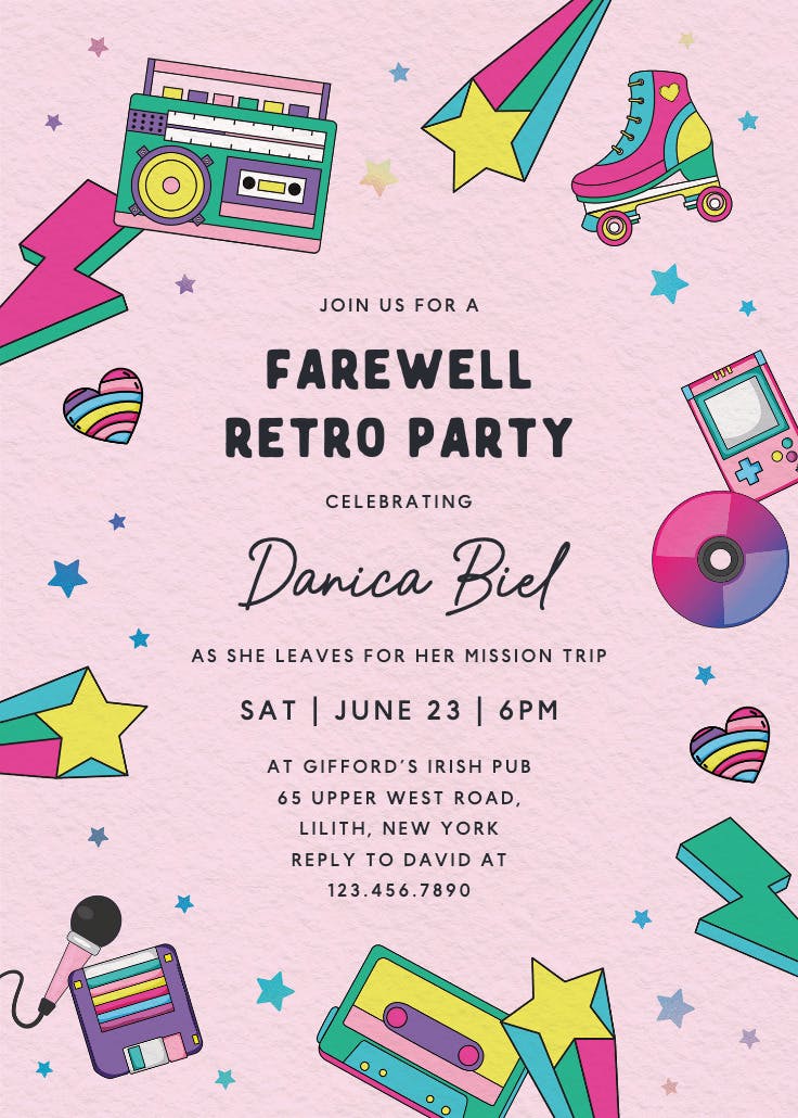 Radical 80s - invitación para jubilación