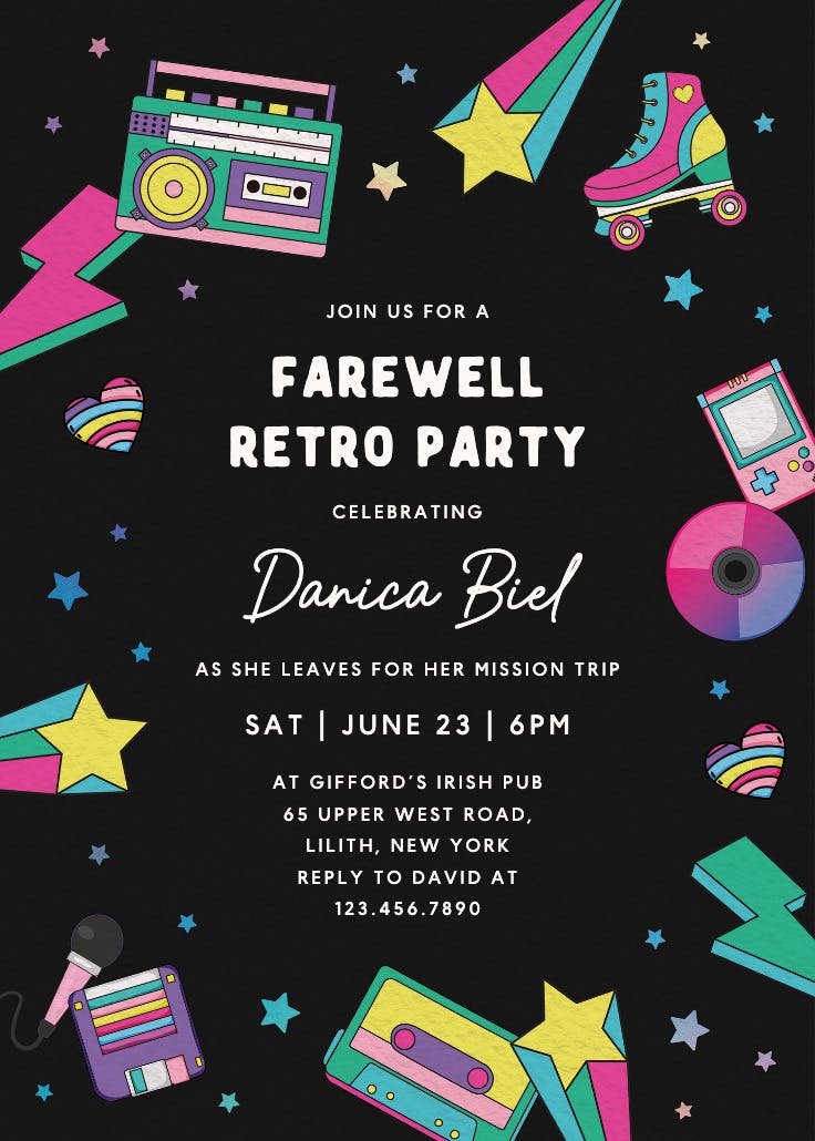Radical 80s - invitación para jubilación