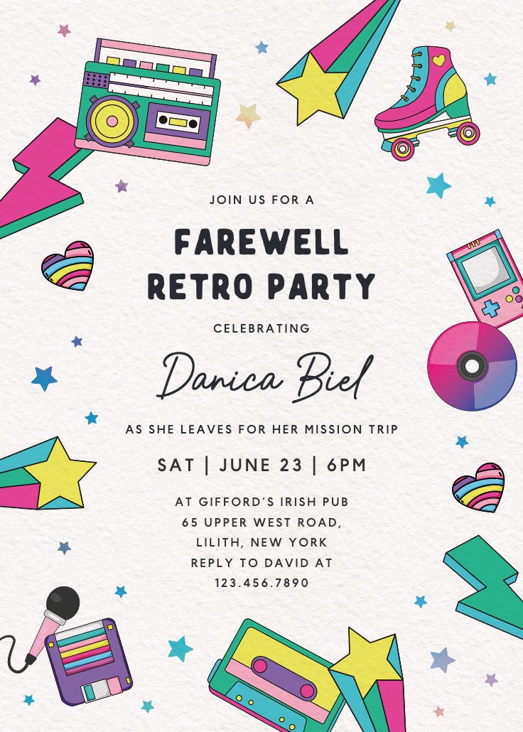 Radical 80s - invitación para jubilación