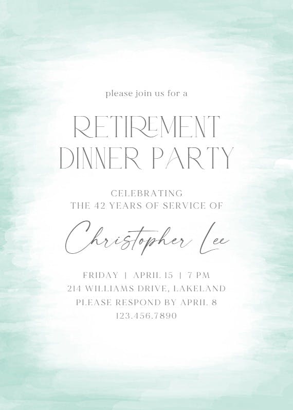 Refined finish - retirement & farewell party invitation