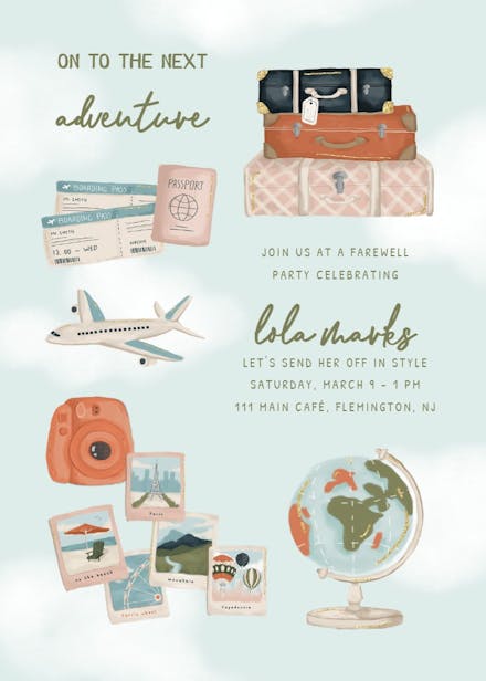 Retirement adventure - retirement & farewell party invitation