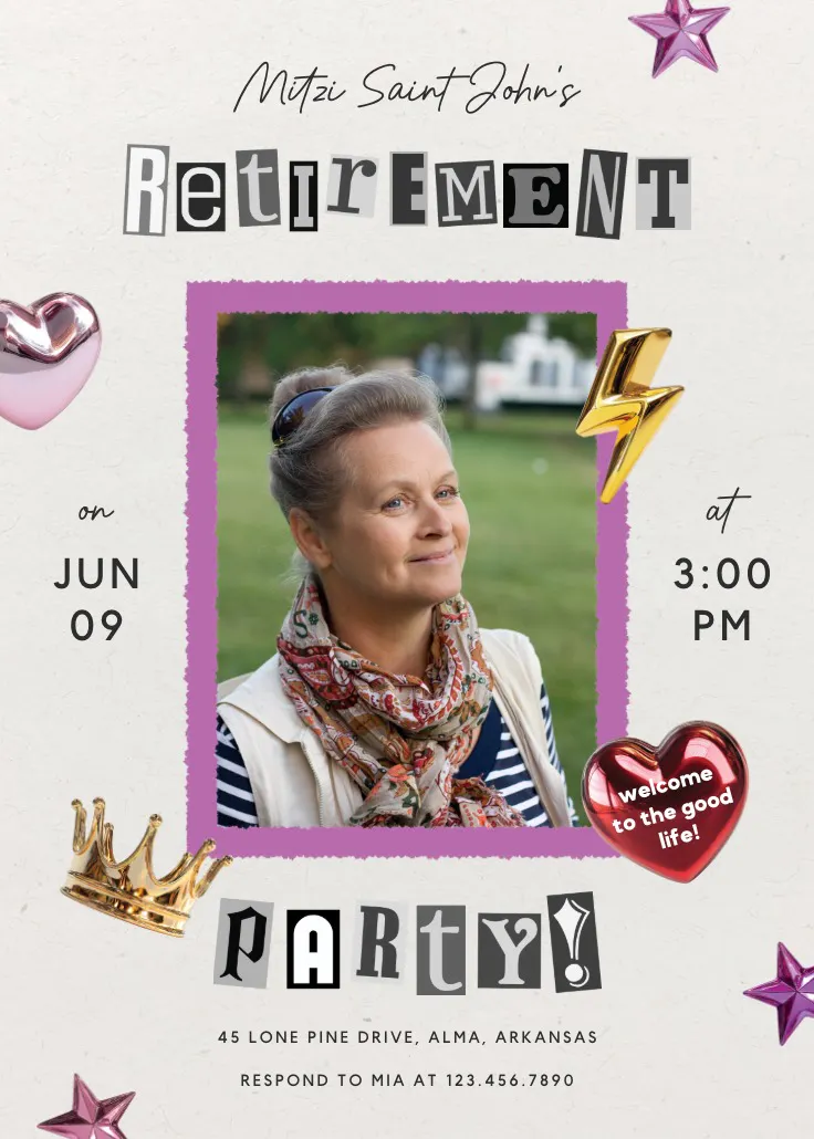 Retirement bash - pozvánka na odchod do důchodu a rozloučení