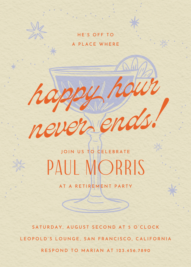 Retro drinks - invitación para jubilación