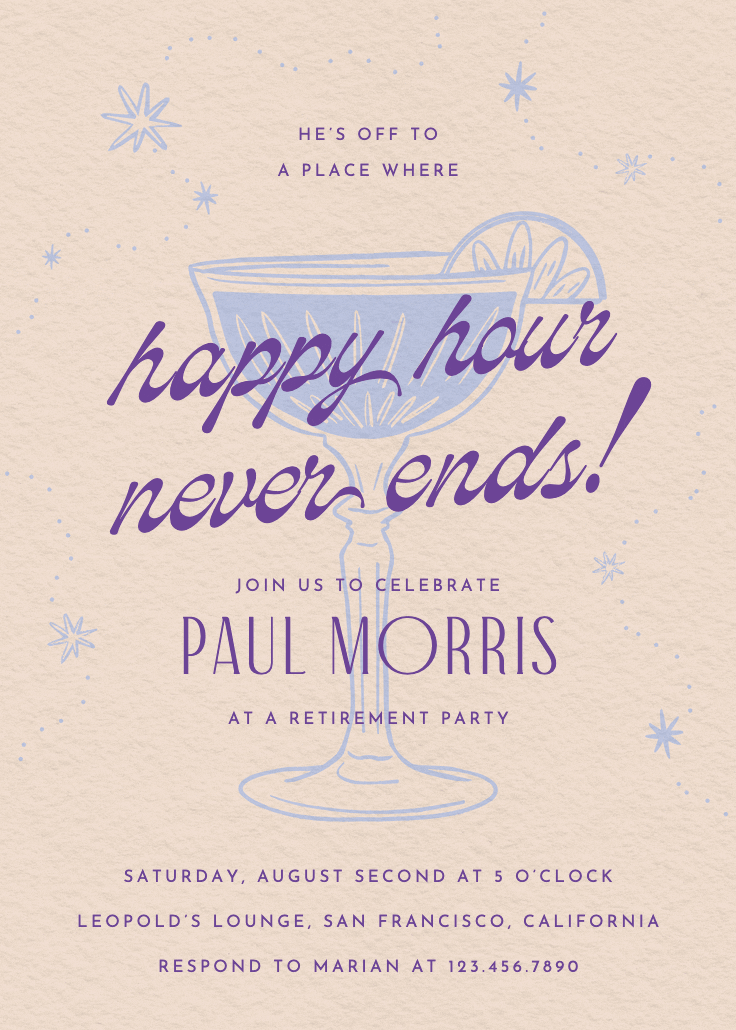Retro drinks - invitación para jubilación