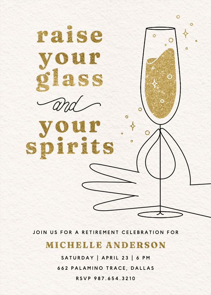 Retro toast - retirement & farewell party invitation