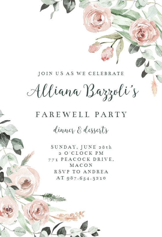 Rosey roses - retirement & farewell party invitation