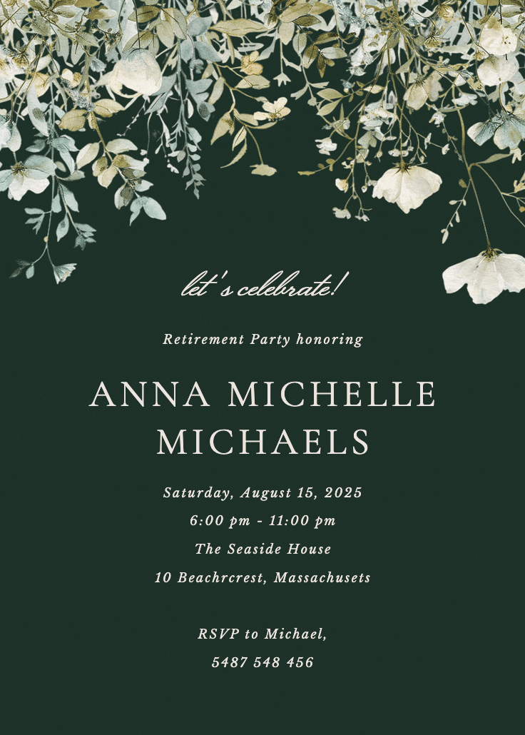 Sage leaves - retirement & farewell party invitation