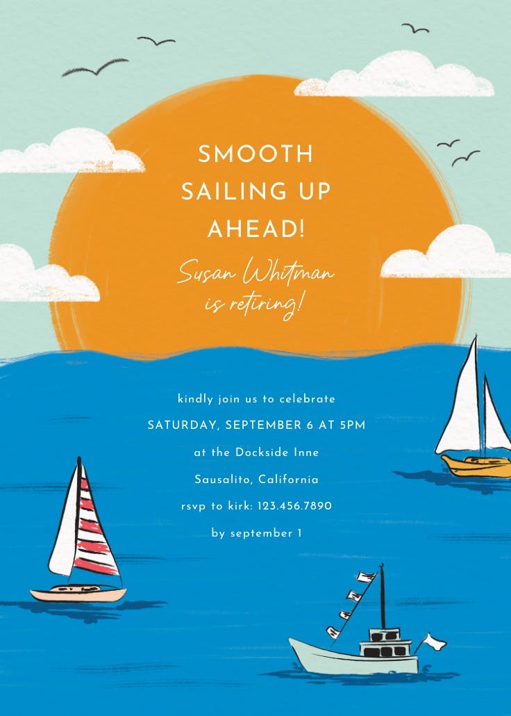 Sail away - invitación para jubilación