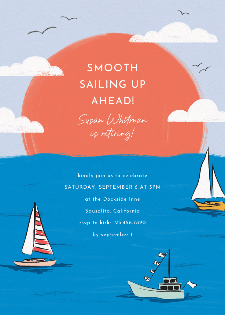 Sail away - invitación para jubilación