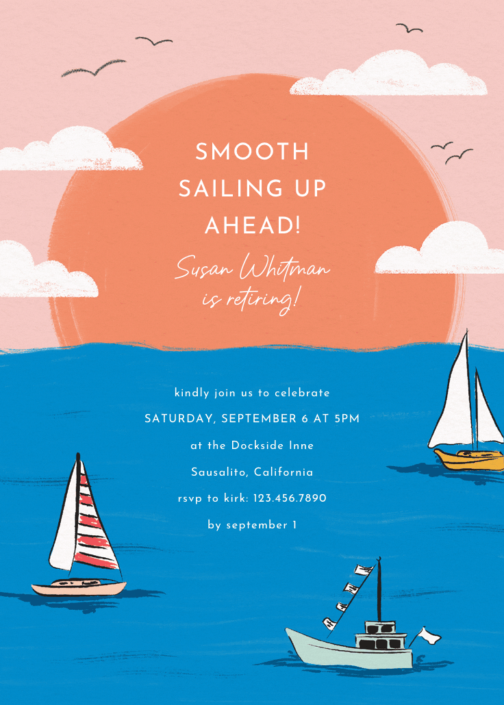 Sail away - invitación para jubilación
