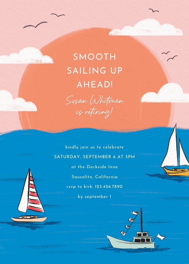 Sail away - invitación para jubilación
