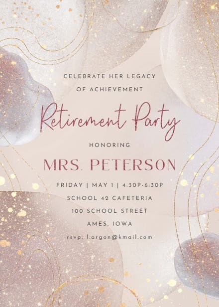 Shimmering shapes - retirement & farewell party invitation