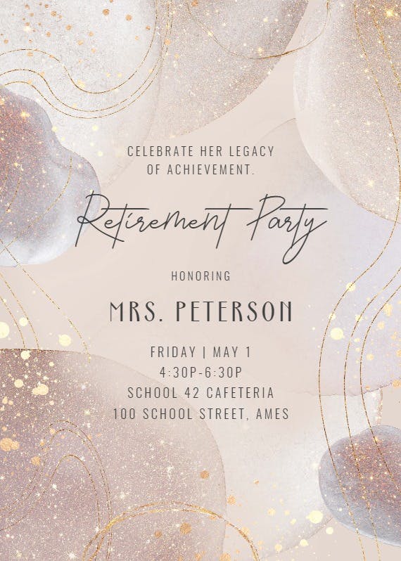 Shimmering shapes - retirement & farewell party invitation
