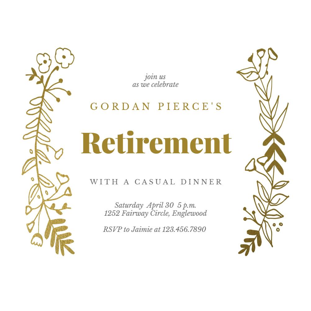 Side by side gold -  invitación para jubilación