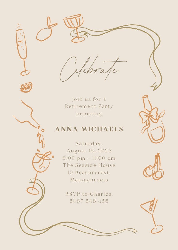 Sketched border - invitación para jubilación