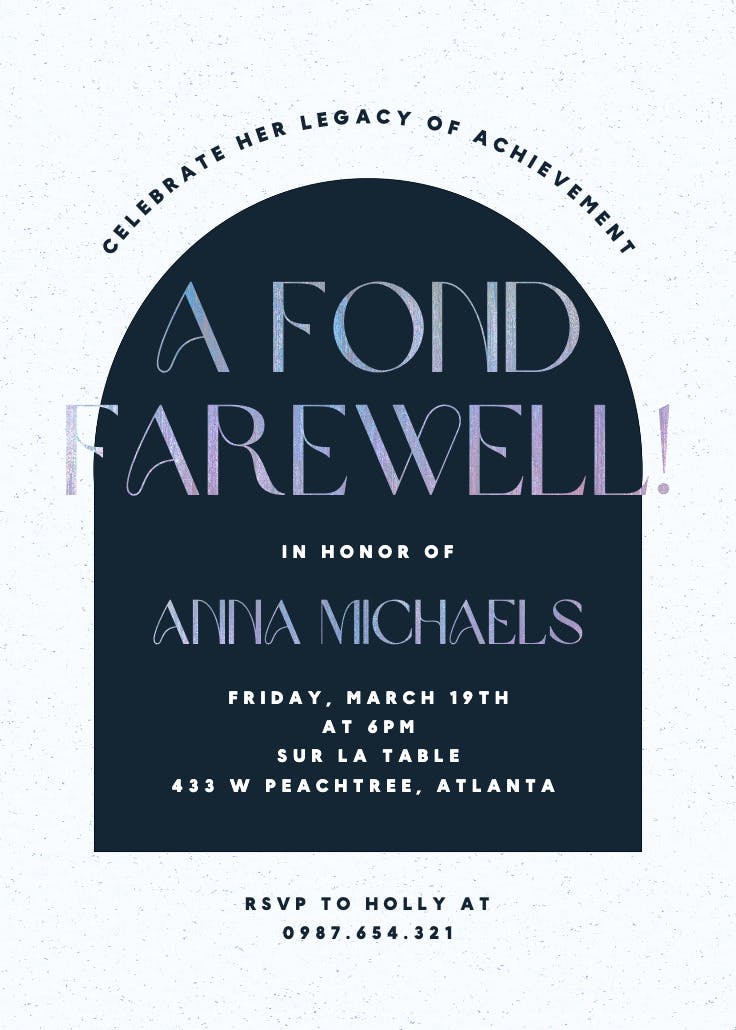Sleek lines - retirement & farewell party invitation