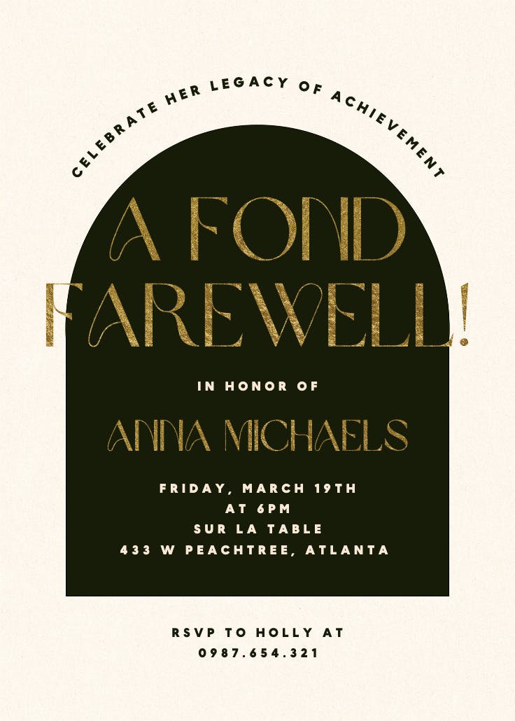 Sleek lines - retirement & farewell party invitation