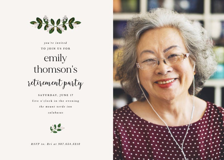 Soft botanical - retirement & farewell party invitation