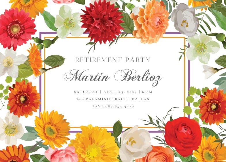 Spring border - retirement & farewell party invitation
