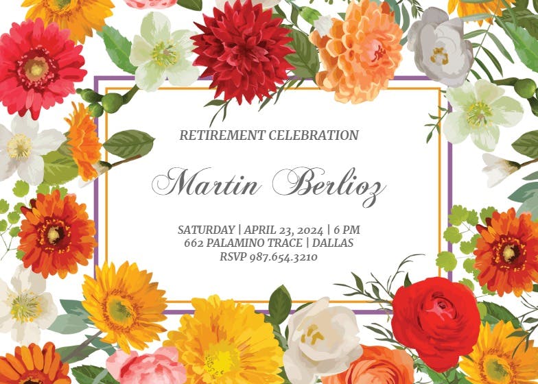 Spring border - retirement & farewell party invitation