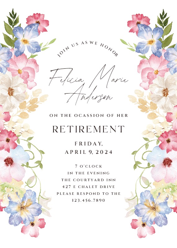 Spring Fairy Flower - Retirement & Farewell Party Invitation Template ...