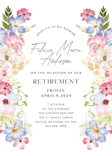 Spring fairy flower - retirement & farewell party invitation