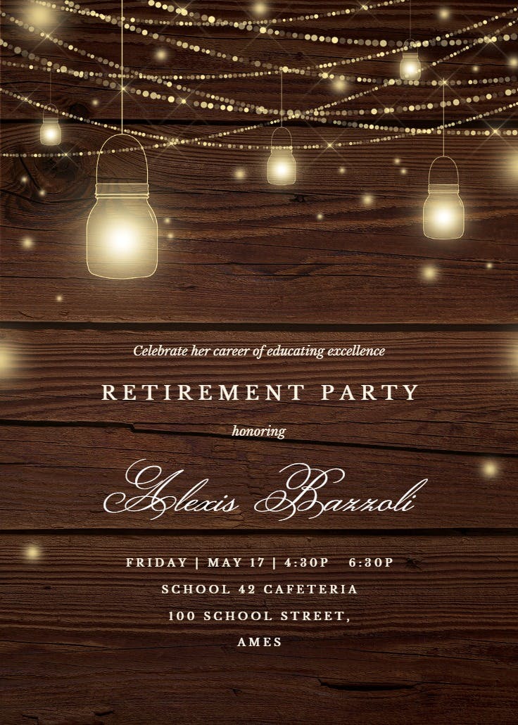 Strings of lights - retirement & farewell party invitation