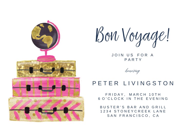 Suitcases - graduation party invitation