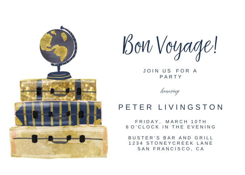 Suitcases - graduation party invitation