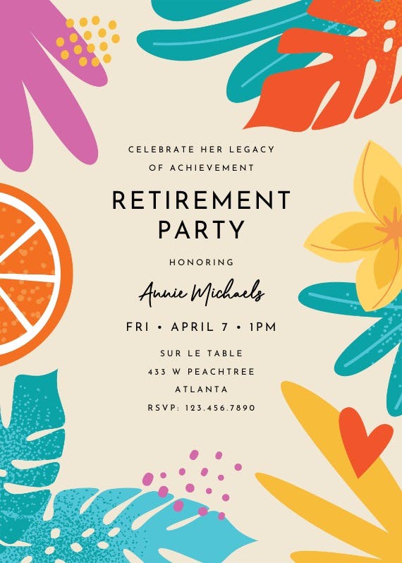 Sunkissed soiree - retirement & farewell party invitation
