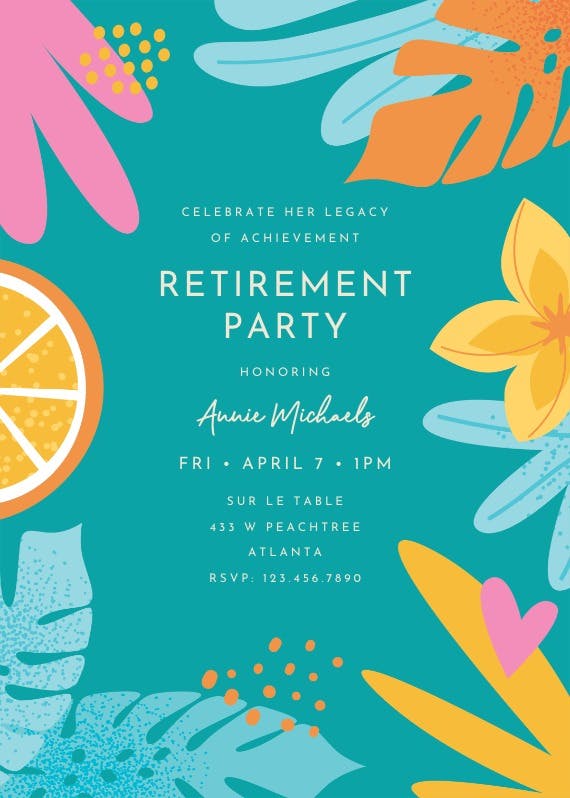 Sunkissed soiree - retirement & farewell party invitation