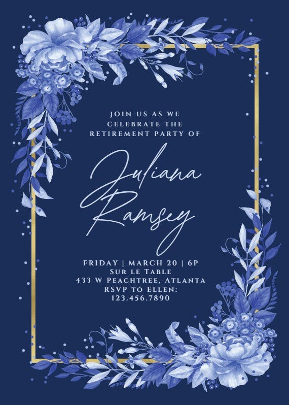 Surreal indigo bouquet -  invitación para eventos profesionales