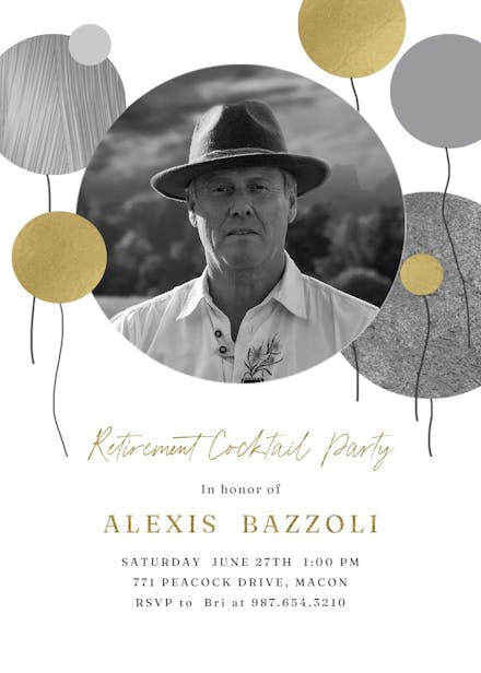 Surrealism balloons - retirement & farewell party invitation