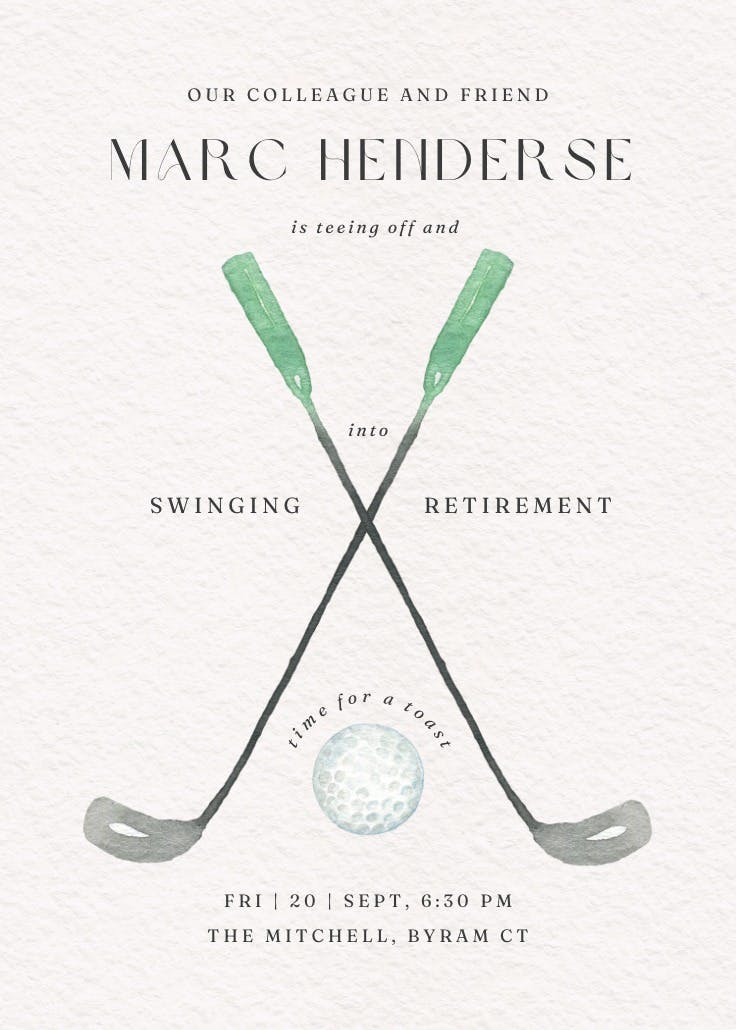 Swinging retirement - retirement & farewell party invitation