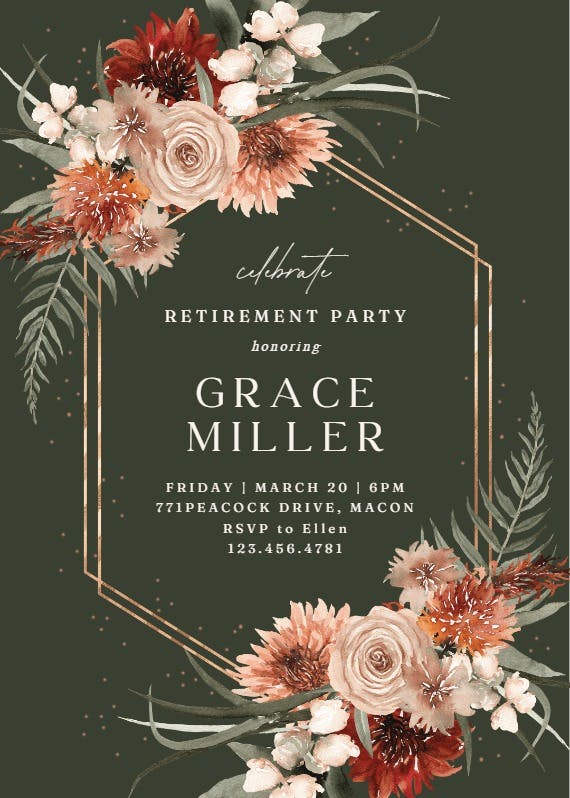 Terracotta frame - retirement & farewell party invitation